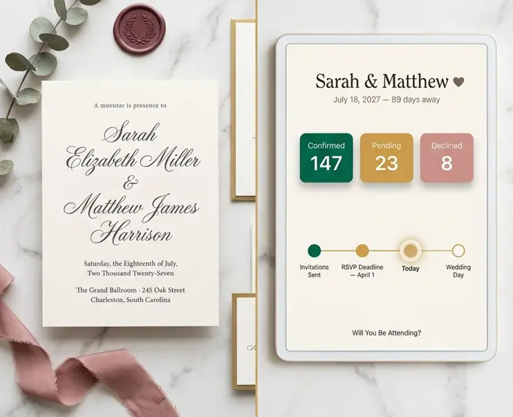 Wedding invitation and event RSVP dashboard
