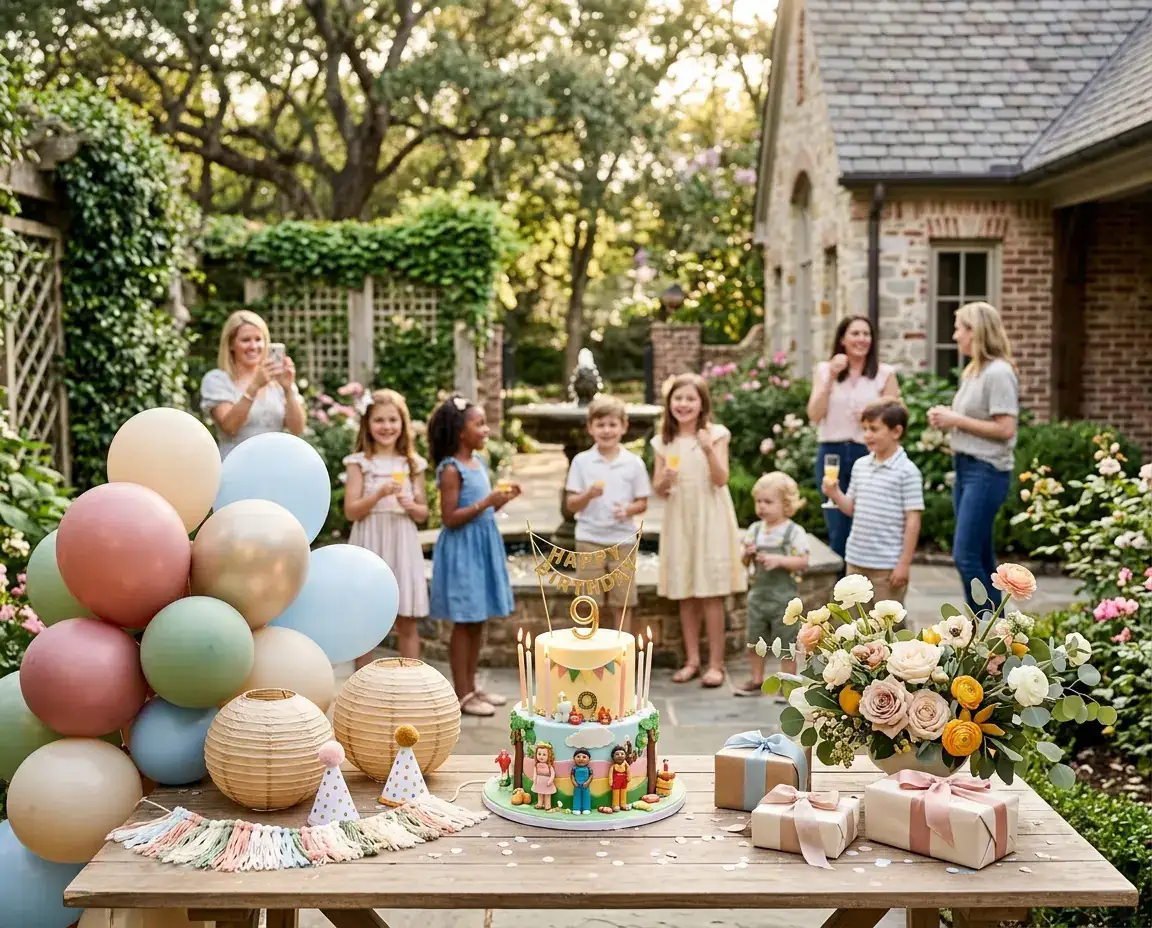 Children enjoying a garden birthday party