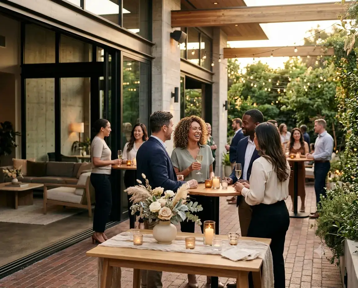 Guests mingling at a general event reception